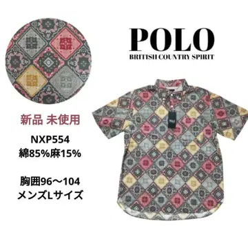 새상품 POLO BCS 빈티지풍 마름모 올 패턴 아로하 셔츠 버튼 다운