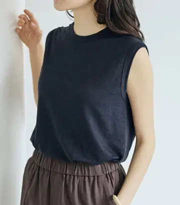 미사용품 나카가와 마사시치 상점 린넨 천축 짜기 탱크탑