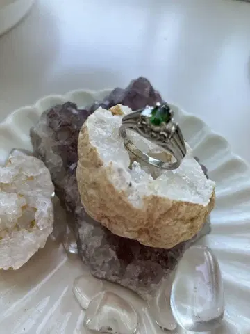 그린 컬러 보석 실버 반지