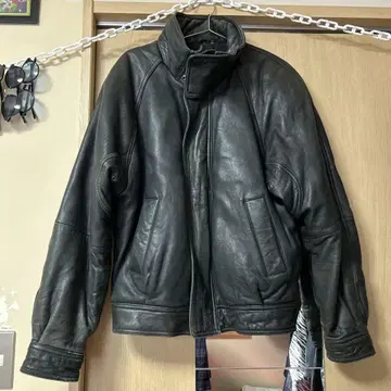 블랙 가죽 자켓 집업