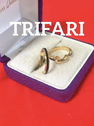 고급 노포 브랜드 TRIFARI 골드 블랙 후프 귀걸이