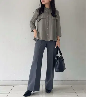 현행 모델 INDIVI [세탁 가능] 요크 디자인 블라우스 인디비 월드