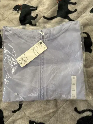 UV 차단 풀 집업 후드티 XL 연보라색