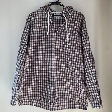 매뉴얼 알파벳 화이트 체크 무늬 마운틴 후드티