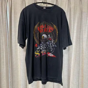 90s 이글 바이크 티셔츠 블랙 XL