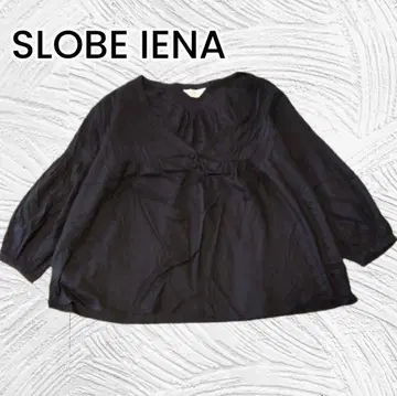 [ SLOBE IENA ] 블랙 V넥 7부 소매 튜닉 블라우스 프리