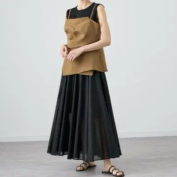 [새상품] ANAYI 아나이 친츠 오간자 서큘러 스커트 시어 블랙