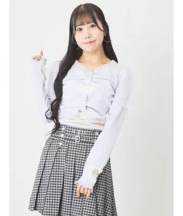 앙크루즈 더블 리본 빙글빙글 상의 블루 그레이 양산