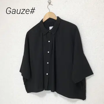 Gauze# 거즈 카라 부착 턱 블라우스 블랙