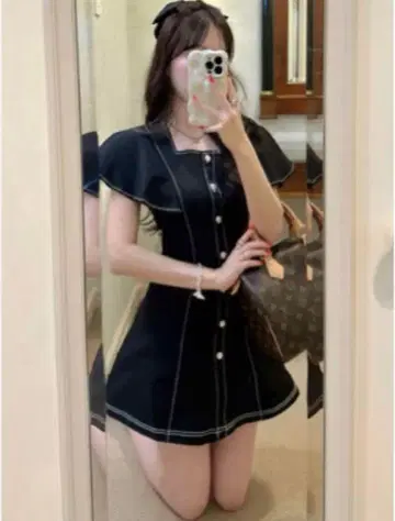 GRL 스티치 트윌 미니 원피스 S 사이즈