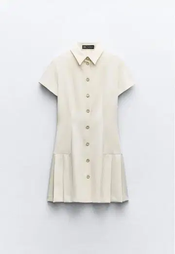 ZARA 자라 카라 부착 미니 원피스 화이트 M