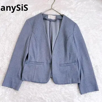 234 anySiS 노카라 자켓 색스 블루 사이즈 3 백 오픈