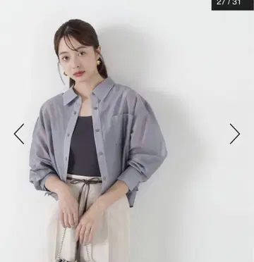 프로포션 바디 드레싱 시어 셔츠 블루