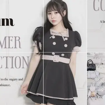 pium 프릴 도리 셋업 블랙 x 핑크