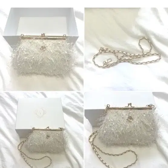 Grace U/韓国単独/Feather Chain Strap Pouch Bag (White) Grace U]24SS☆Feather Chain Strap Pouch Bag☆ (Grace U