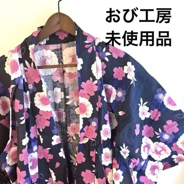 오비 공방 유카타 미사용품 택 포함 꽃무늬 유카타