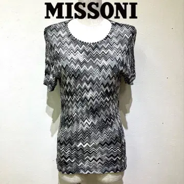 이탈리아제 MISSONI 지그재그 패턴 반팔 비침 있는 상의