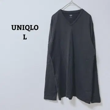 유니클로 티셔츠 롱T 긴팔 오피카지 V넥 얇은 소재 면 100 L