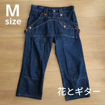 꽃과 기타 서스펜더 크롭 페인터 팬츠 데님 M