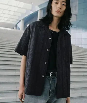 MYM LIDNM 오픈 카라 셔츠