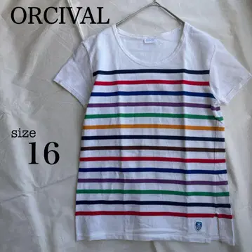 ORCIVAL 오르치발 비샵 보더 티셔츠 컬러풀 사이즈 16