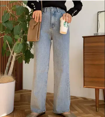 blate 슬림 레그 허리 밴딩 스트레치 스트레이트 데님 M 사이즈