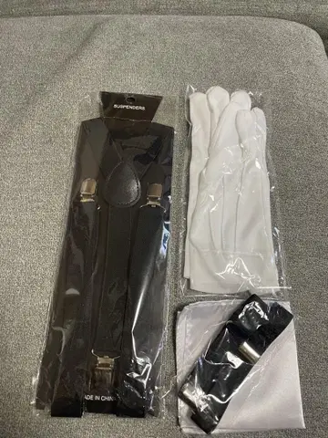 [남성용 브라이덜 잡화] 서스펜더 암밴드 장갑 손수건 세트