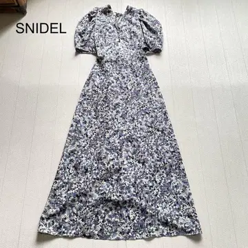 SNIDEL 플라워 블루 프린트 원피스 블루 1