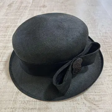 여성용 리본 포함 스트로우 햇 블랙 SEEBERGER 독일제