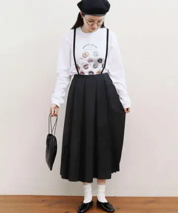 fig London 엄브렐라 플리츠 스커트 블랙