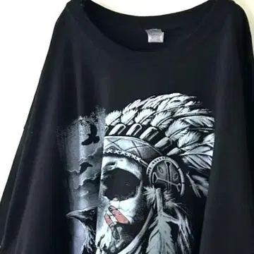 길단 인디언 해골 티셔츠 3XL 블랙 검정 구제 의류