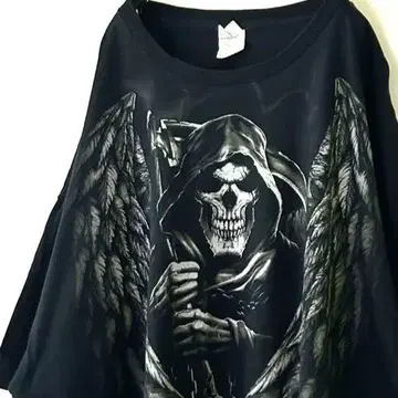 길단 사신 해골 티셔츠 3XL 블랙 검정 구제 의류