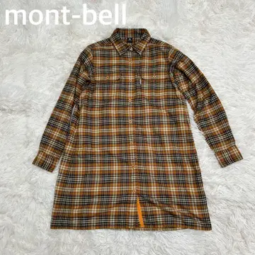 mont-bell 몽벨 체크 무늬 셔츠 원피스 긴팔 브라운 계열