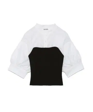 SNIDEL 벌룬 슬리브 블라우스 도킹 니트 뷔스티에 블랙