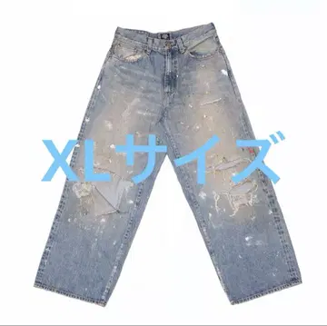 TSY RIPPED WIDE STRAIGHT DENIM [INDIGO]