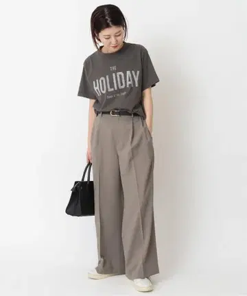 Spick and Span 센터 프레스 와이드 팬츠