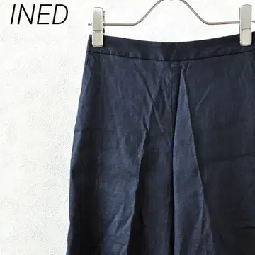 INED 와이드 팬츠 센터라인 포켓 부착 마 혼방 심플 안감 부착