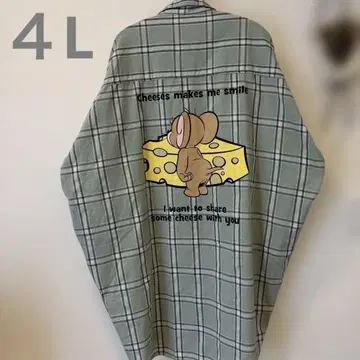 느긋한 톰과 제리 체크 무늬 셔츠 원피스 4L