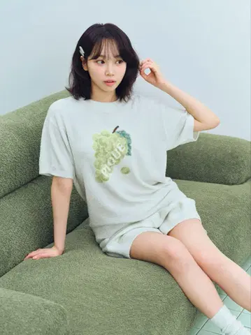 [새상품] 젤라또피케 후르츠 풀오버 & 체크 숏팬츠 머스캣 패턴