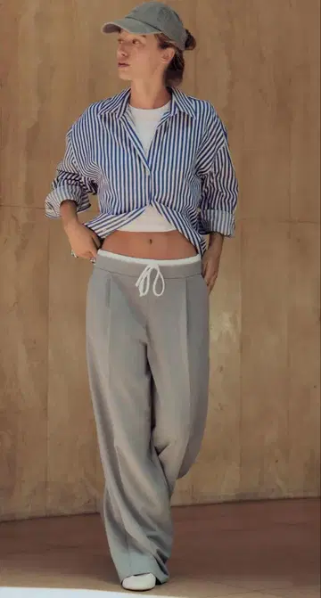 WIDE-LEG 팬츠 더블 허리 밴딩