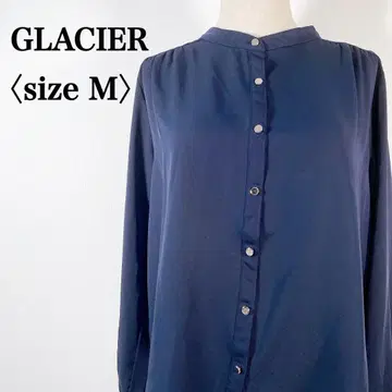 GLACIER 그라시아 네이비 스트레치 밴드 카라 개더 블라우스
