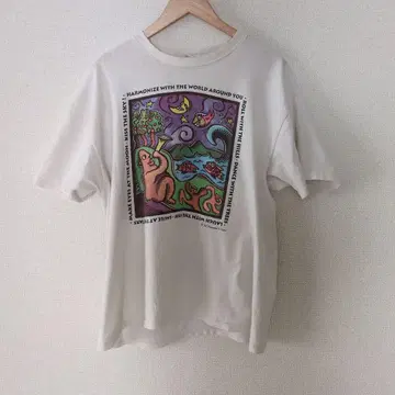 1992 Human-i-Tees 아트 프린트 티셔츠 Hanes