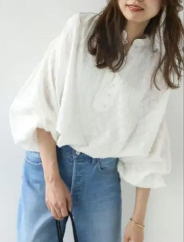 저널 스탠다드 레리움 코튼 자카드 개더 블라우스 인도산