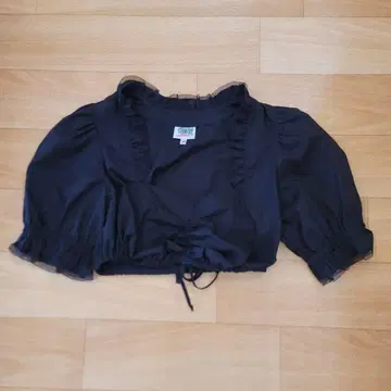 vintage 로리안 숏 기장 상의 블라우스 black
