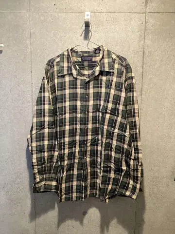 체크 셔츠 구제 의류 그린 2XL