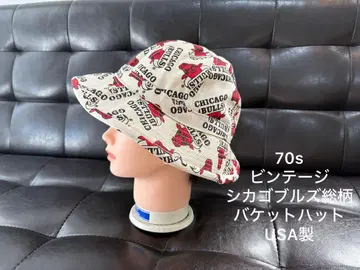 90s USA제 시카고 불스 올 패턴 버킷 햇/레이커스 조던 나이키