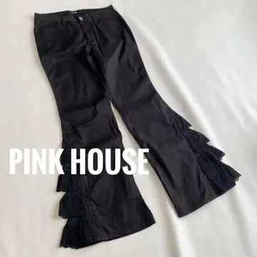 PINK HOUSE 핑크하우스 플레어 팬츠 블랙 프릴 레이스