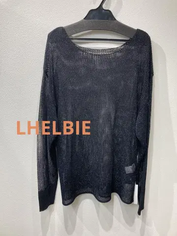 LHELBIE 메쉬 라메 니트 블랙 썸머 니트