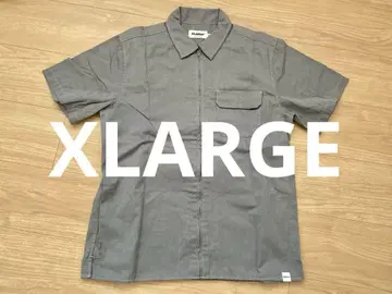 XLARGE 그레이 반팔 셔츠 포켓 부착