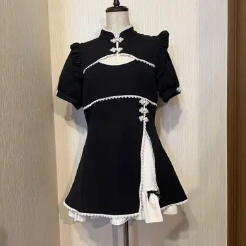 유메텐보 차이나 미니 원피스 LL 블랙 반팔
